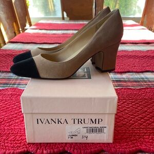Ivanka Trump Black and Tan Suede Heels